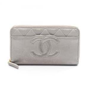 CHANEL Authentic Silver Leather Wallet